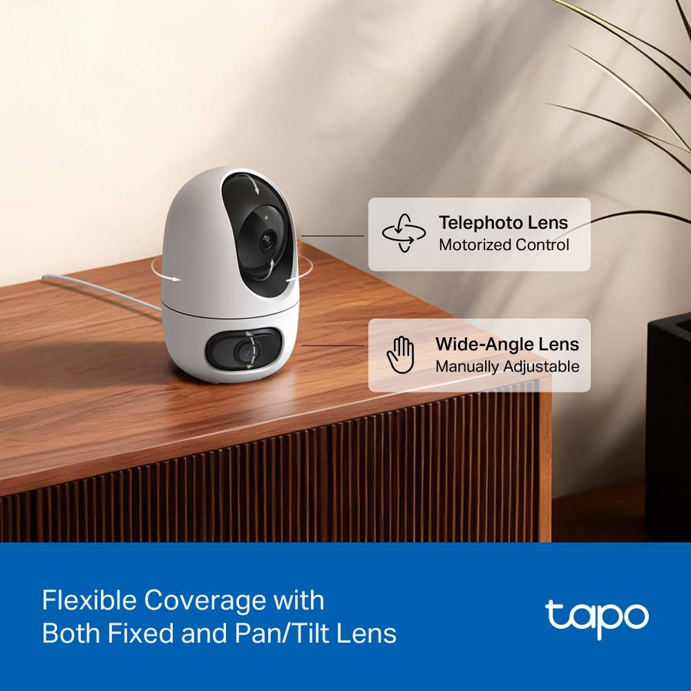 Câmara de Segurança TP-Link Tapo C245D Dual Lens 2K 3MP Pan/Tilt Indoor Security Wi-Fi 3