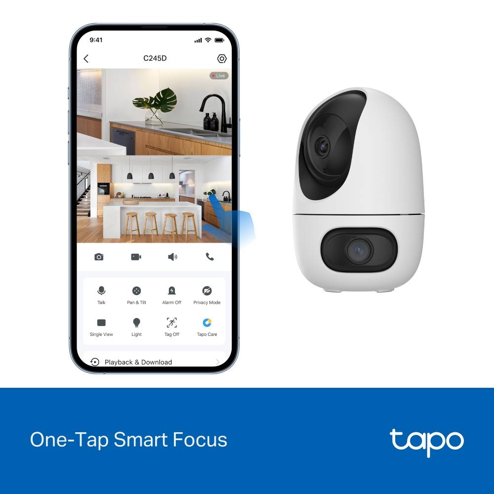 Câmara de Segurança TP-Link Tapo C245D Dual Lens 2K 3MP Pan/Tilt Indoor Security Wi-Fi 5