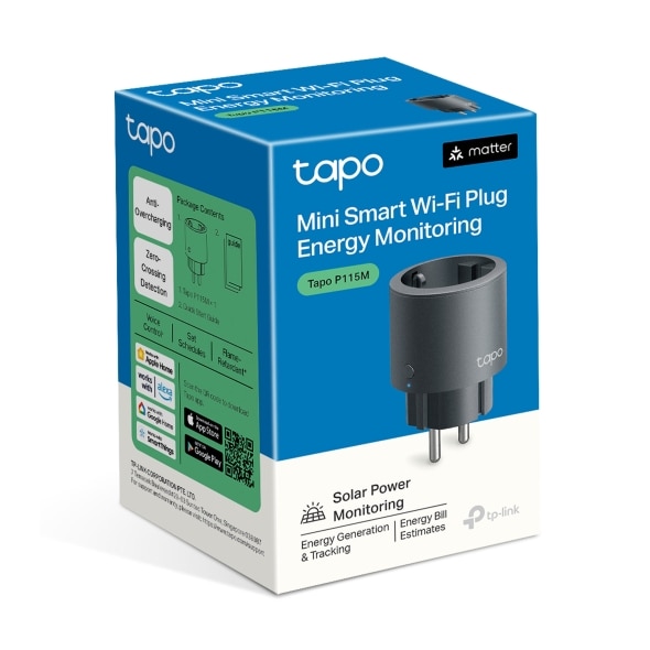 Tomada Compacta Inteligente TP-Link Tapo P115M Wi-Fi com Monitorização Consumo de Energia 2