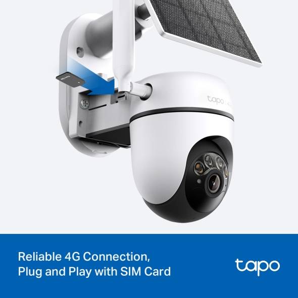 Câmara de Segurança TP-Link Tapo TC90G KIT 2K 3MP Pan/Tilt 4G LTE Outdoor IP65 Security Wi-Fi com Bateria + Painel Solar Tapo A201 3