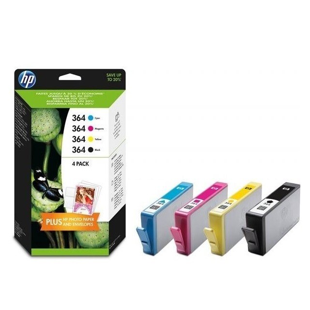 Pack Tinteiros HP Originais N9J73AE 364 Preto/Magenta/Amarelo/Ciano 1