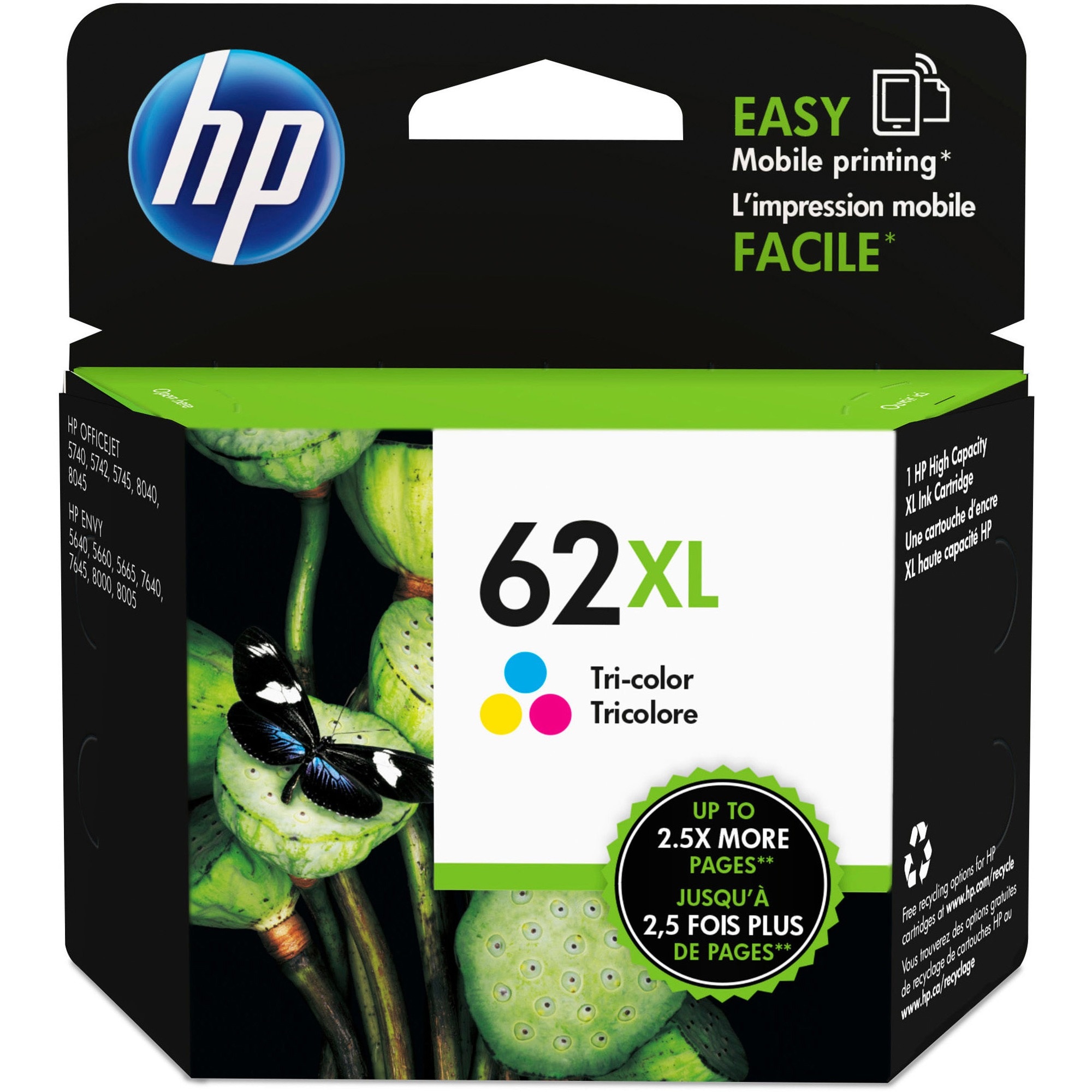 Tinteiro HP Original C2P07AE 62 XL Tricolor, Alto Rendimento, Preparado para o HP Instant Ink 1