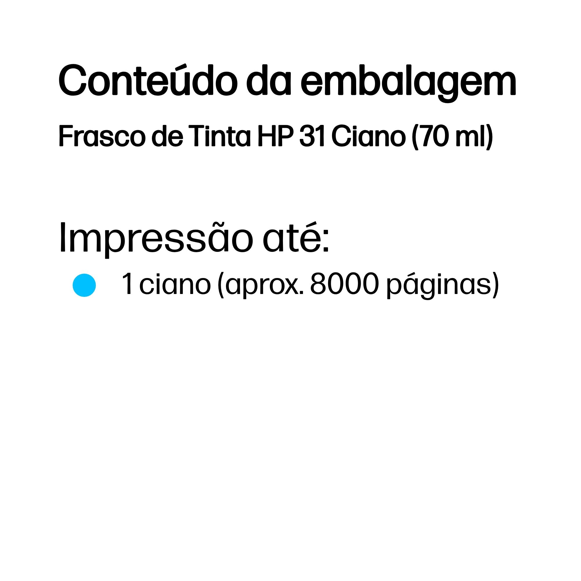 Tinteiro HP Original 1VU26AE 31 - Cyan ciano-13