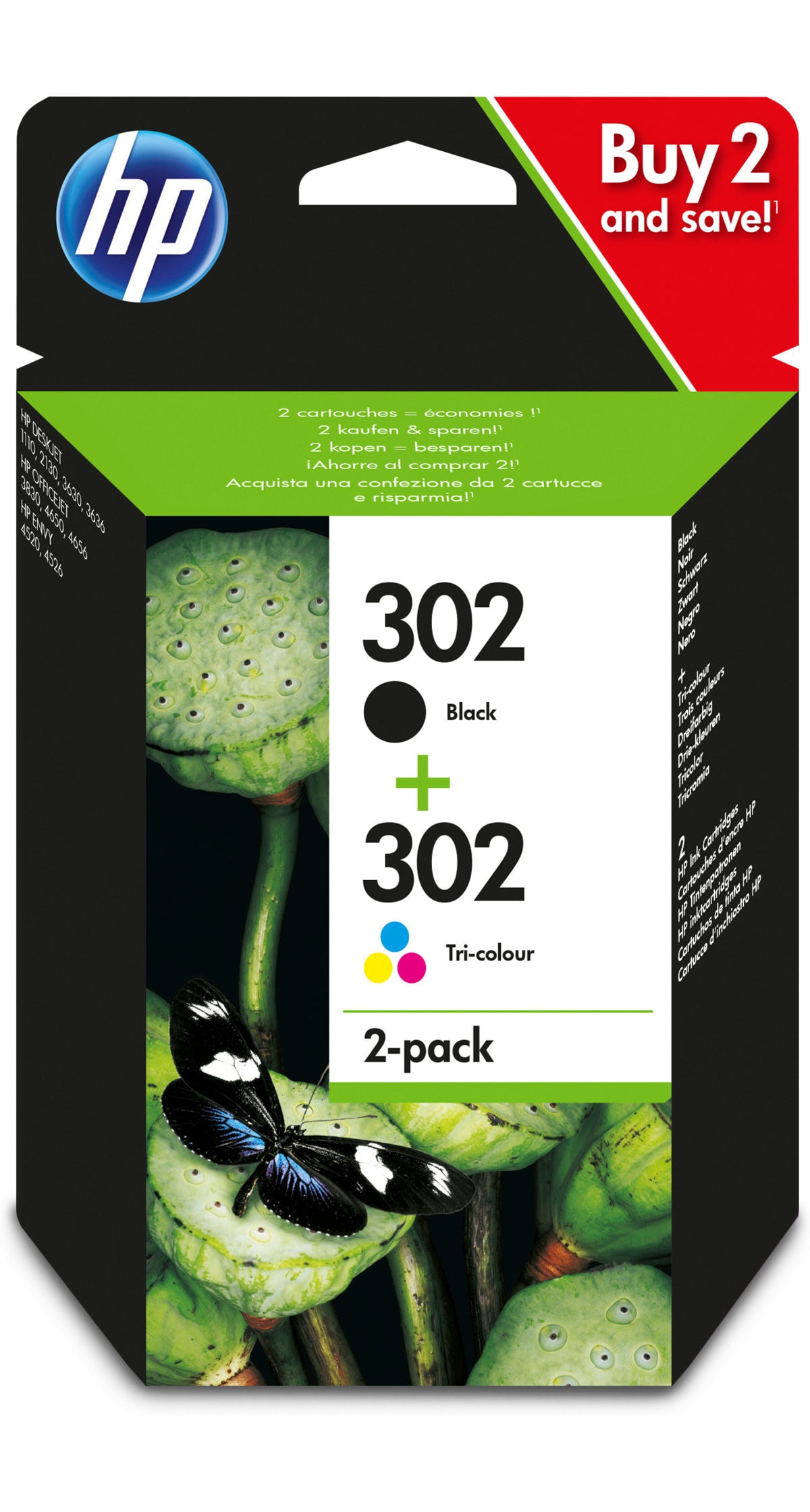 Imagem 0 de Pack Tinteiros HP Originais X4D37AE 302 Preto/Tricolor, Instant Ink