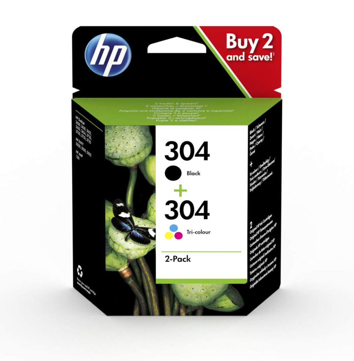 Imagem 0 de Pack Tinteiros HP Originais 3JB05AE 304 Preto/Tricolor, Instant Ink