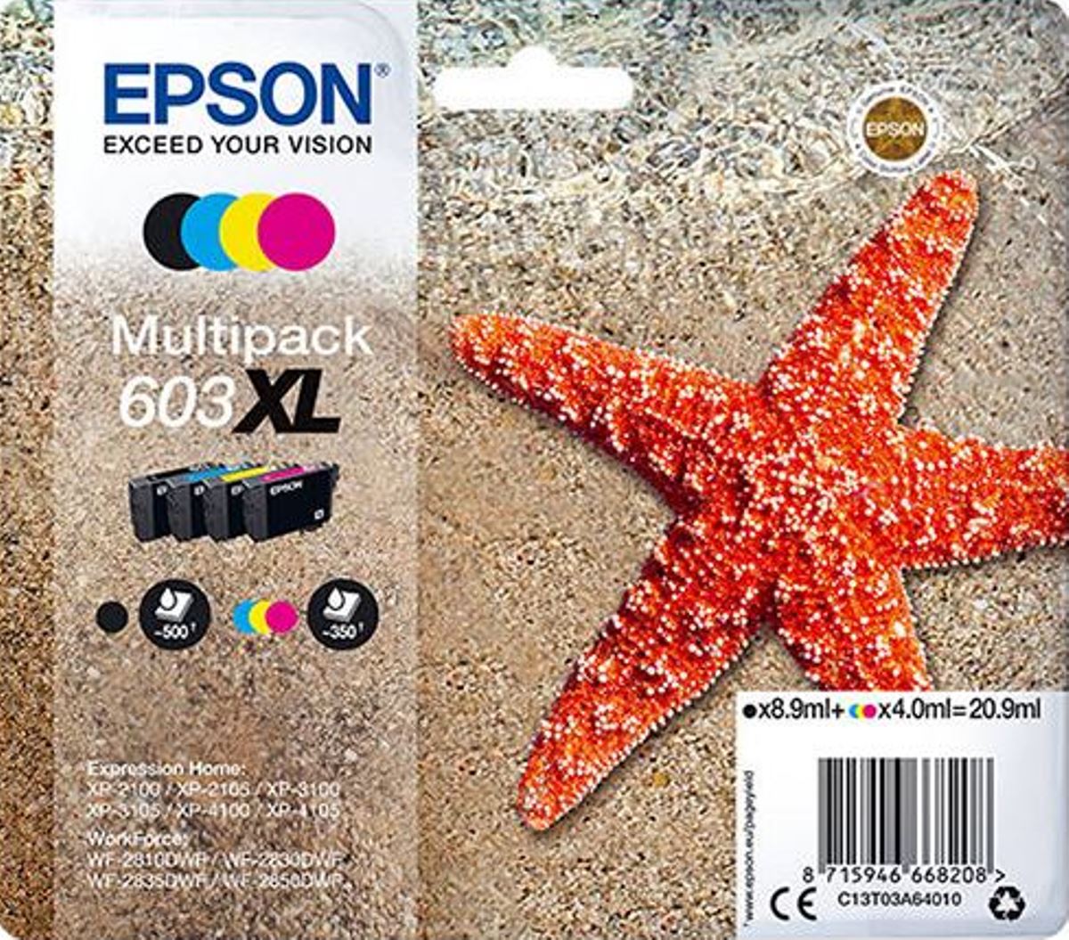Imagem 0 de Tinteiros Epson Multipack XL 4 Tintas 603XL - 4 Cores