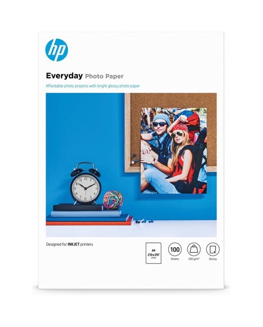 Imagem 0 de Papel Fotográfico HP Everyday Brilhante - 100 folhas, A4 , 210 x 297 mm