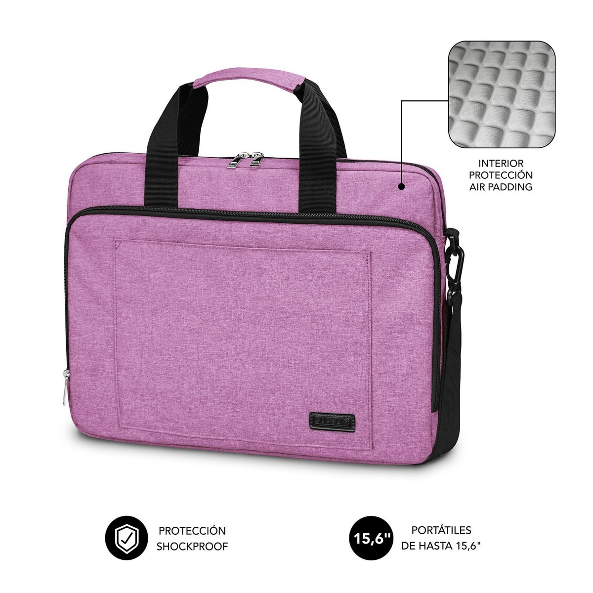 Mala Subblim Air Padding 360 Laptop Bag para Portáteis de 15,6" - Rosa Rosa-1