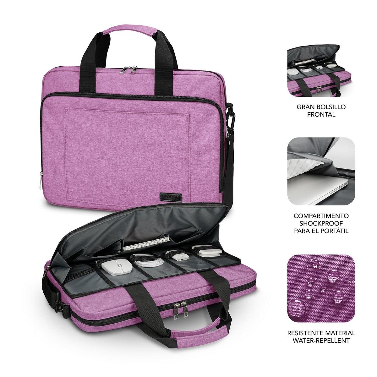 Mala Subblim Air Padding 360 Laptop Bag para Portáteis de 15,6" - Rosa Rosa-2