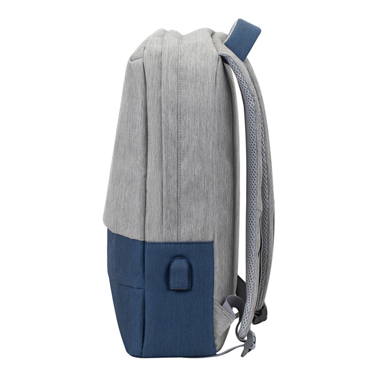 Mochila Rivacase 7562 Prater Anti-theft para Portátil 15.6" - Grey Dark blue Cinzento-claro / Azul-5