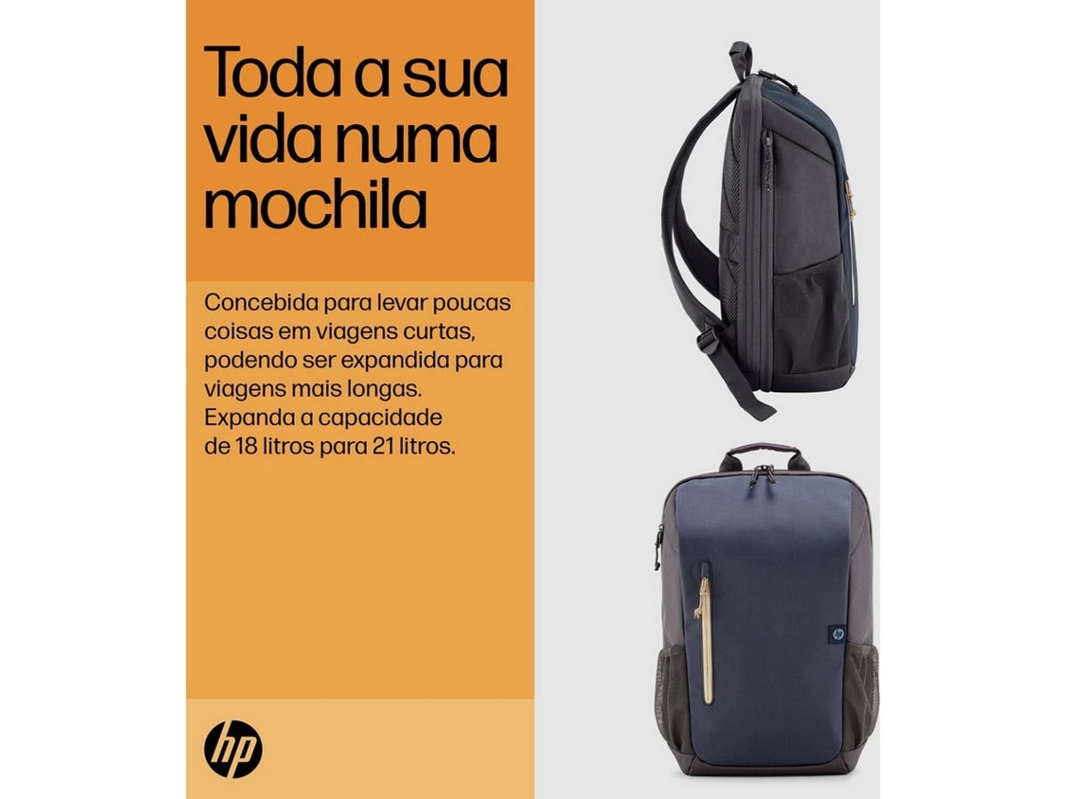 Mochila HP Travel 18L 15.6'' - Preto Azul-5