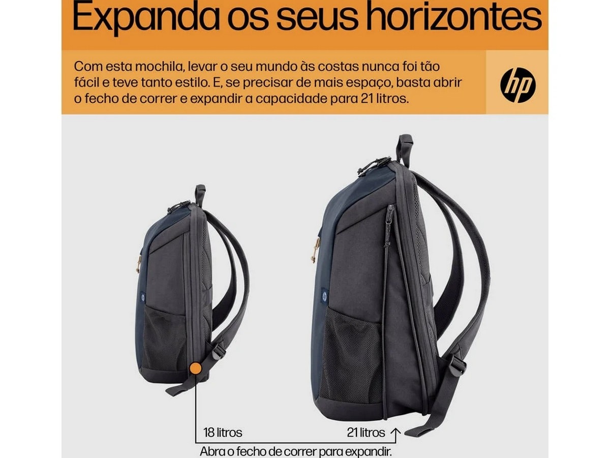 Mochila HP Travel 18L 15.6'' - Preto Azul-7