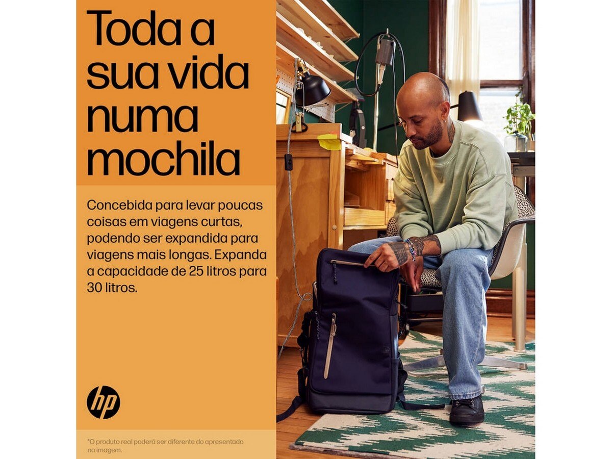 Mochila HP Travel 25L 15.6'' Backpack - Preto Azul-5