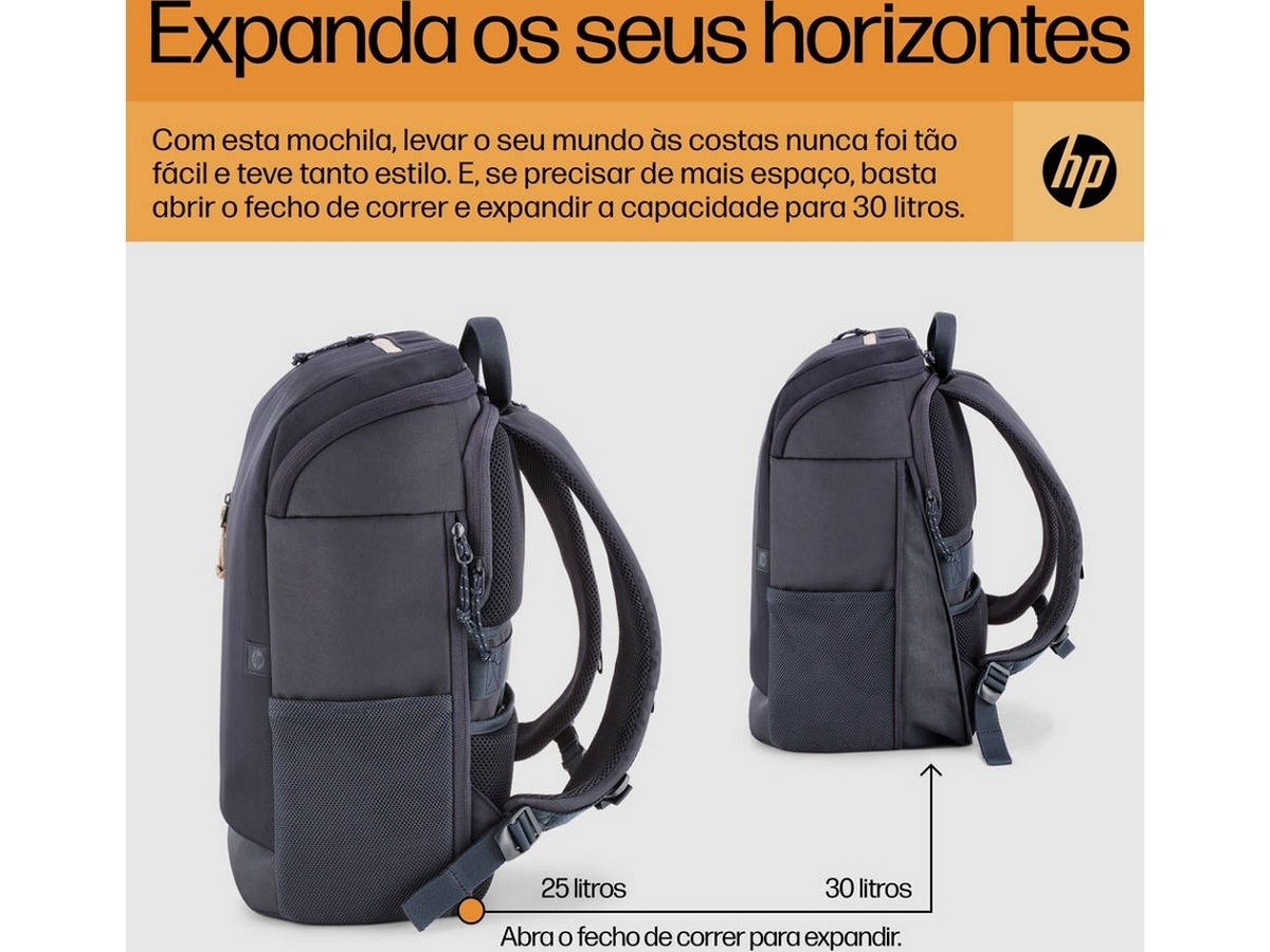 Mochila HP Travel 25L 15.6'' Backpack - Preto Azul-7