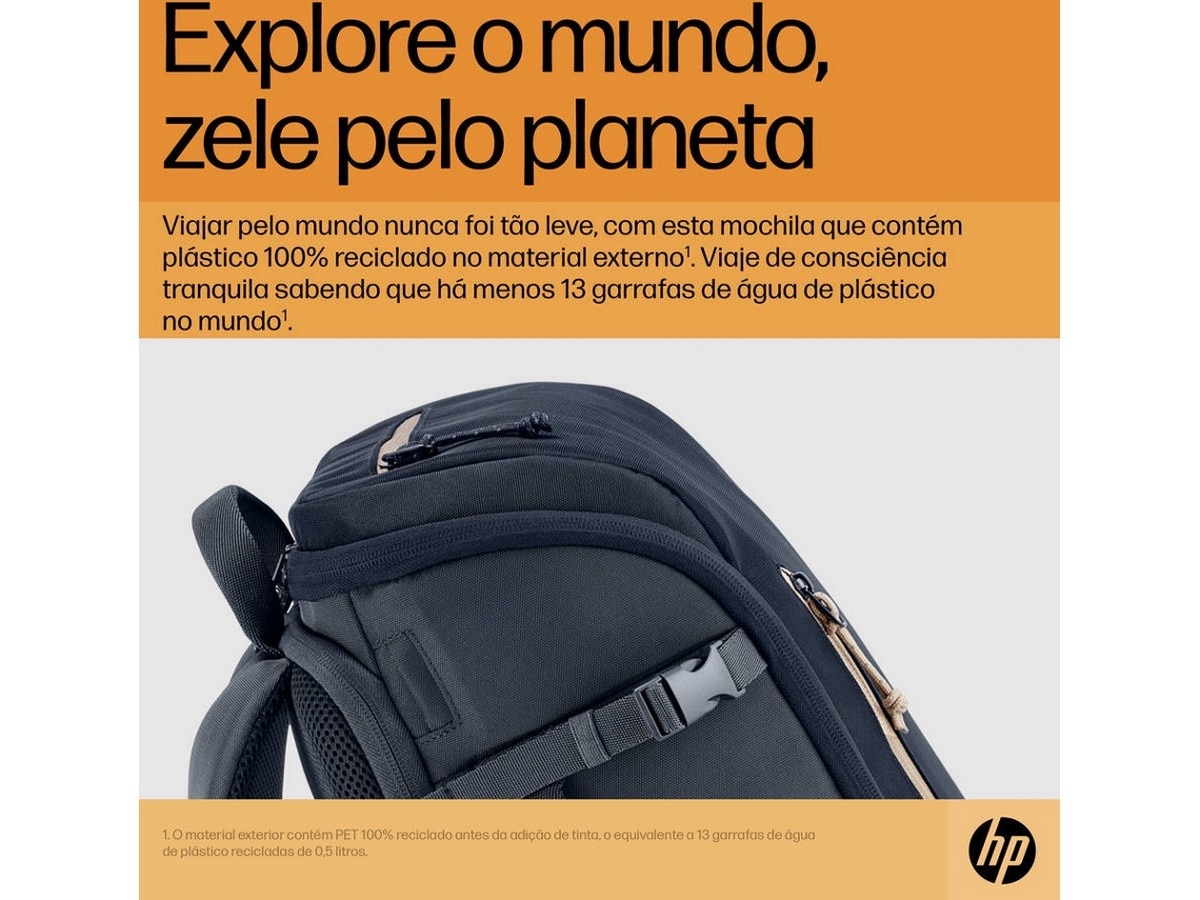 Mochila HP Travel 25L 15.6'' Backpack - Preto Azul-8