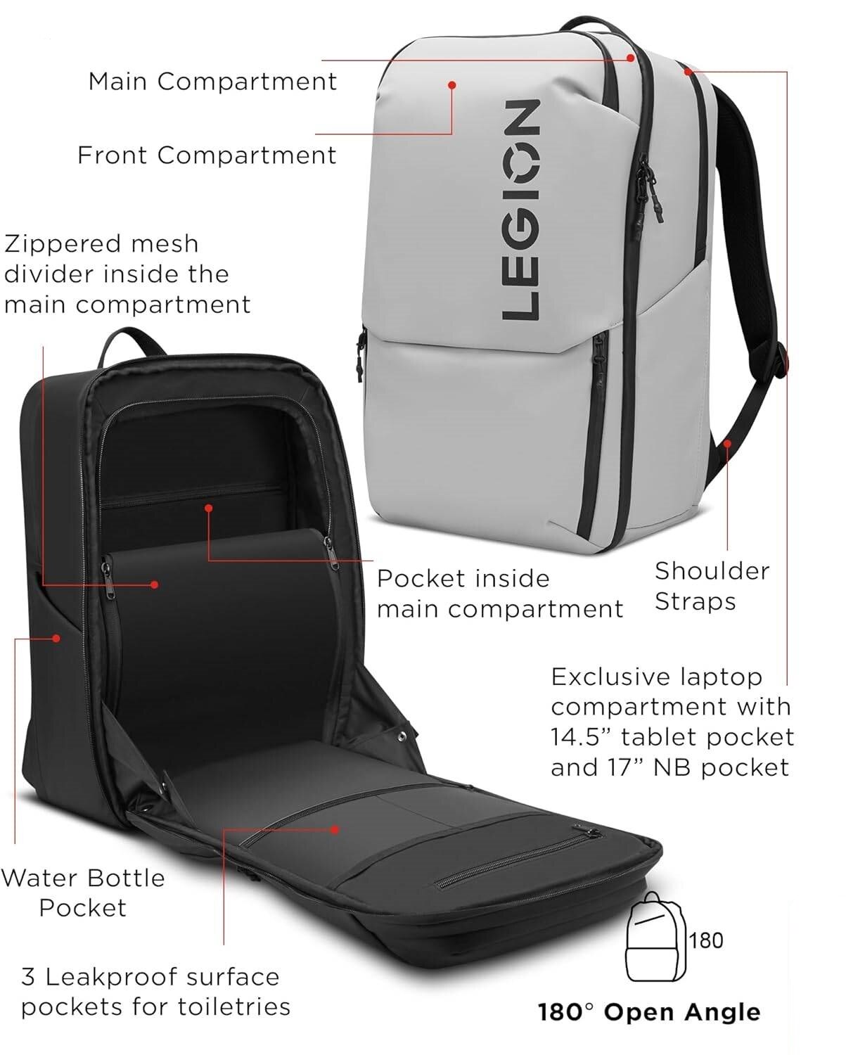 Mochila Gaming Lenovo Legion 17" Backpack GB800 - Cinzento Claro Cinzento-6