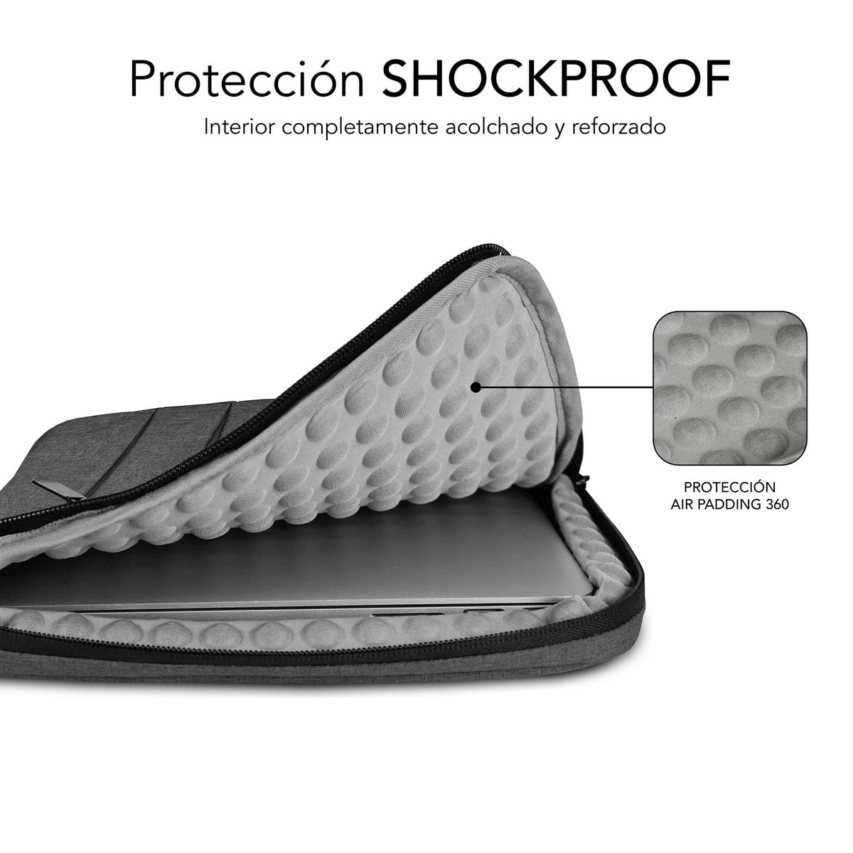 Bolsa Subblim Air Padding 360 Sleeve para Portáteis de 13.3 a 14? - Cinza Escuro Cinzento-escuro-3