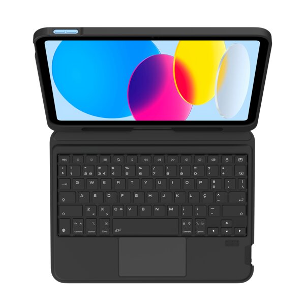 Capa com Teclado Apple iPad 16 em Pele (QWERTY em Português) - Preto Preto-3