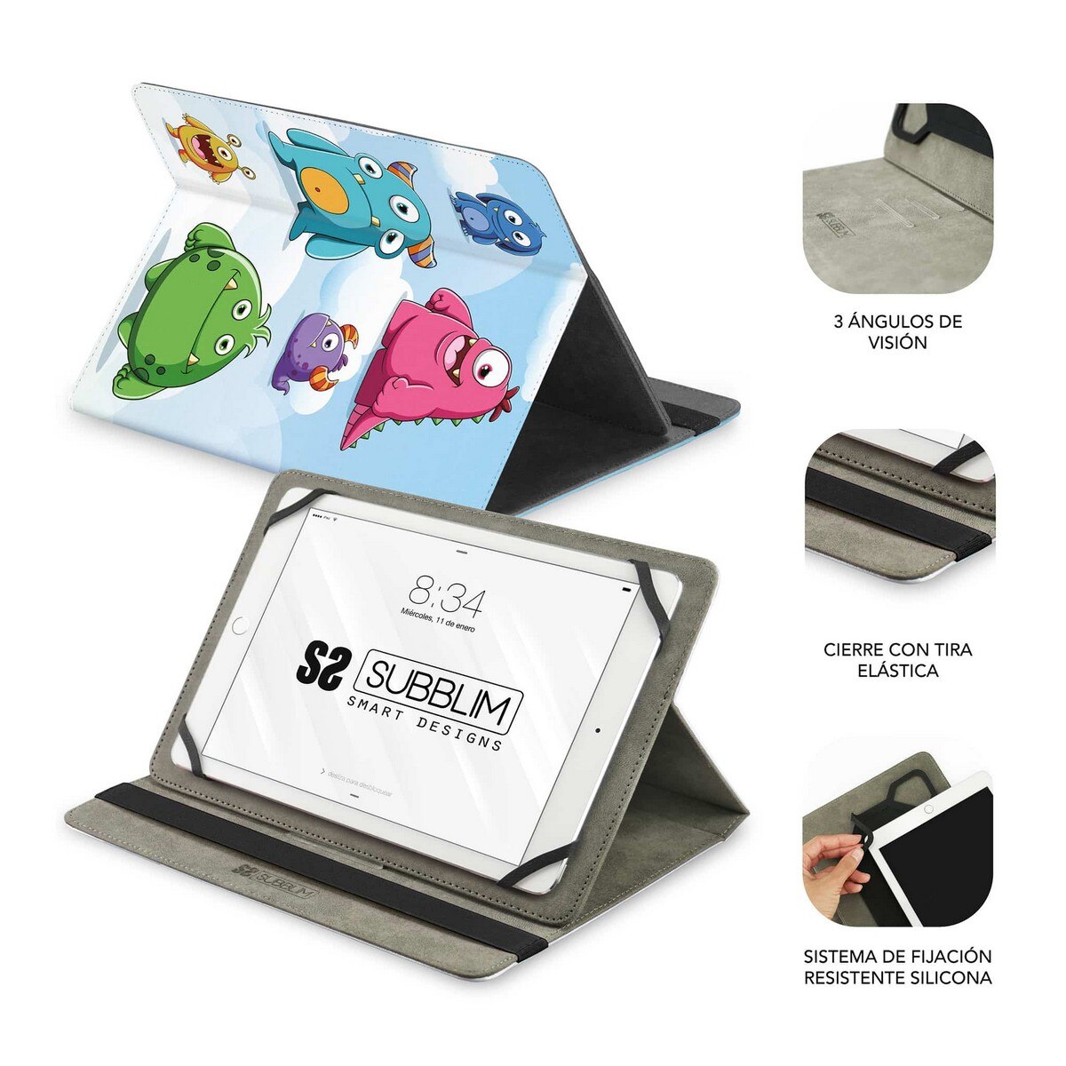 Capa universal para tablet TRENDY CASE Monsters 9,6 " a 11 " 3