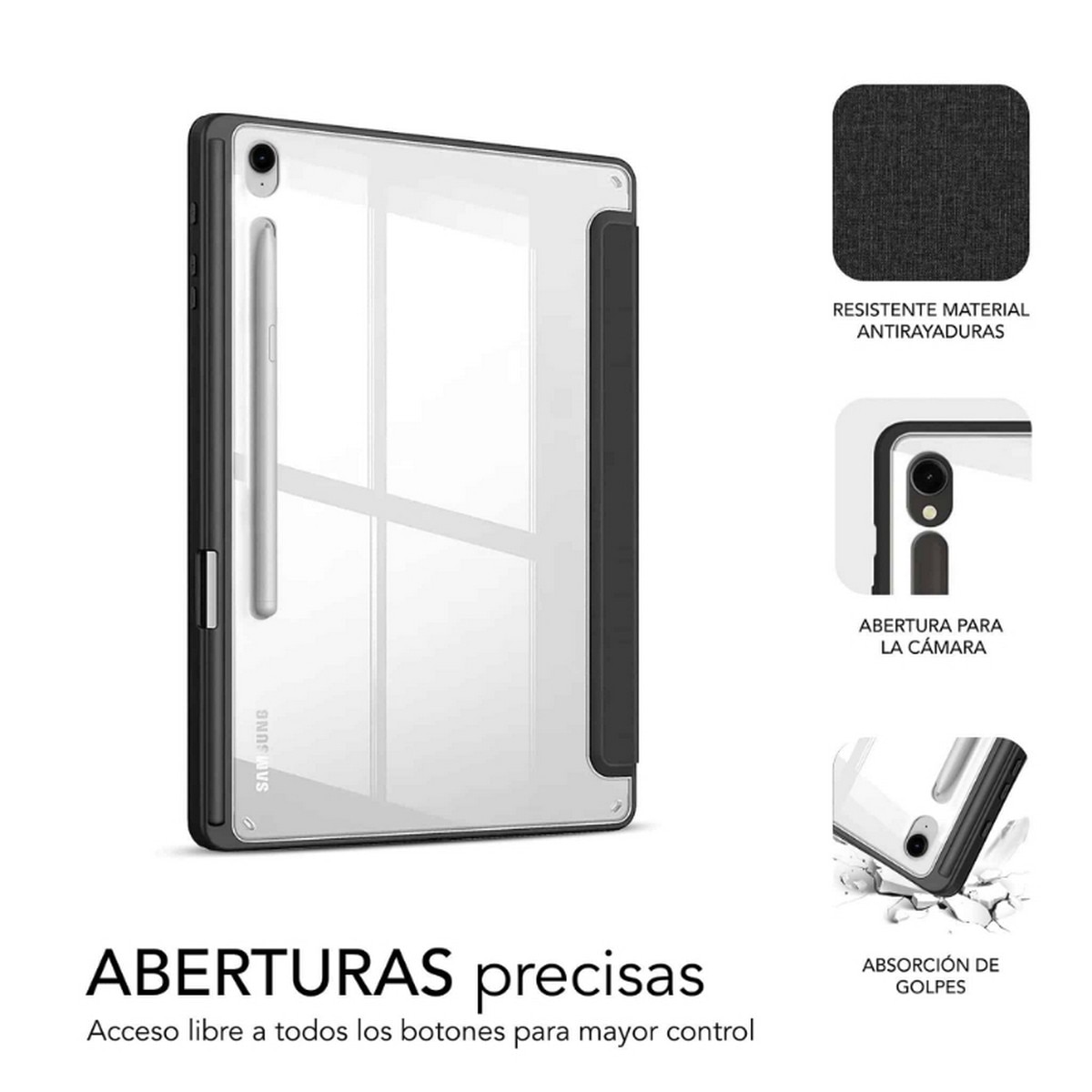 Capa Subblim Clear Shock Case para Tablet Samsung Galaxy Tab S9 11" - Preto 2