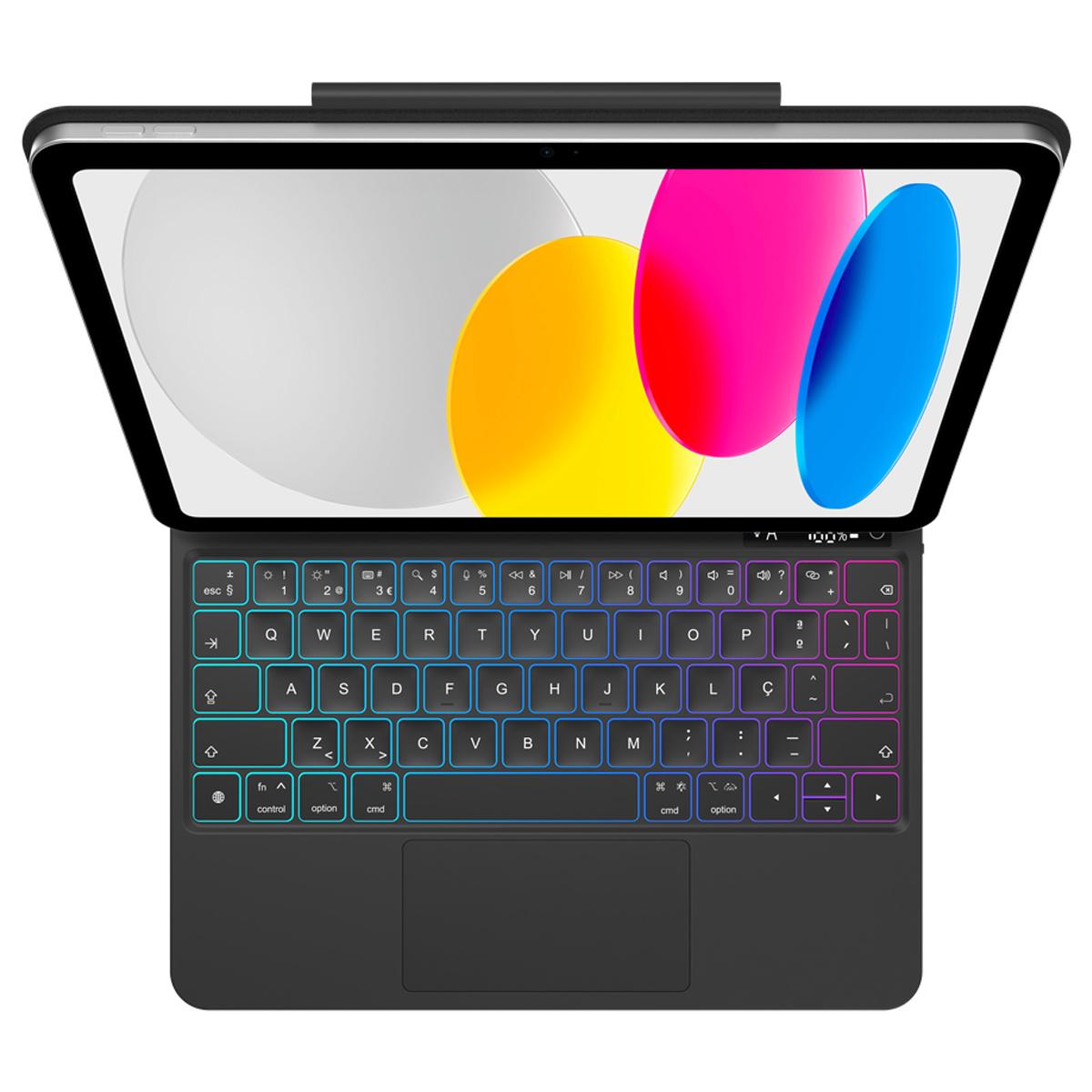 Capa Teclado Just in Case MagAir Floating Magic QWERTY (Português) para iPad 2025 (11.ª Geração) / iPad 2022 (10.ª Geração), Fixação Magnética - Preto Preto-2