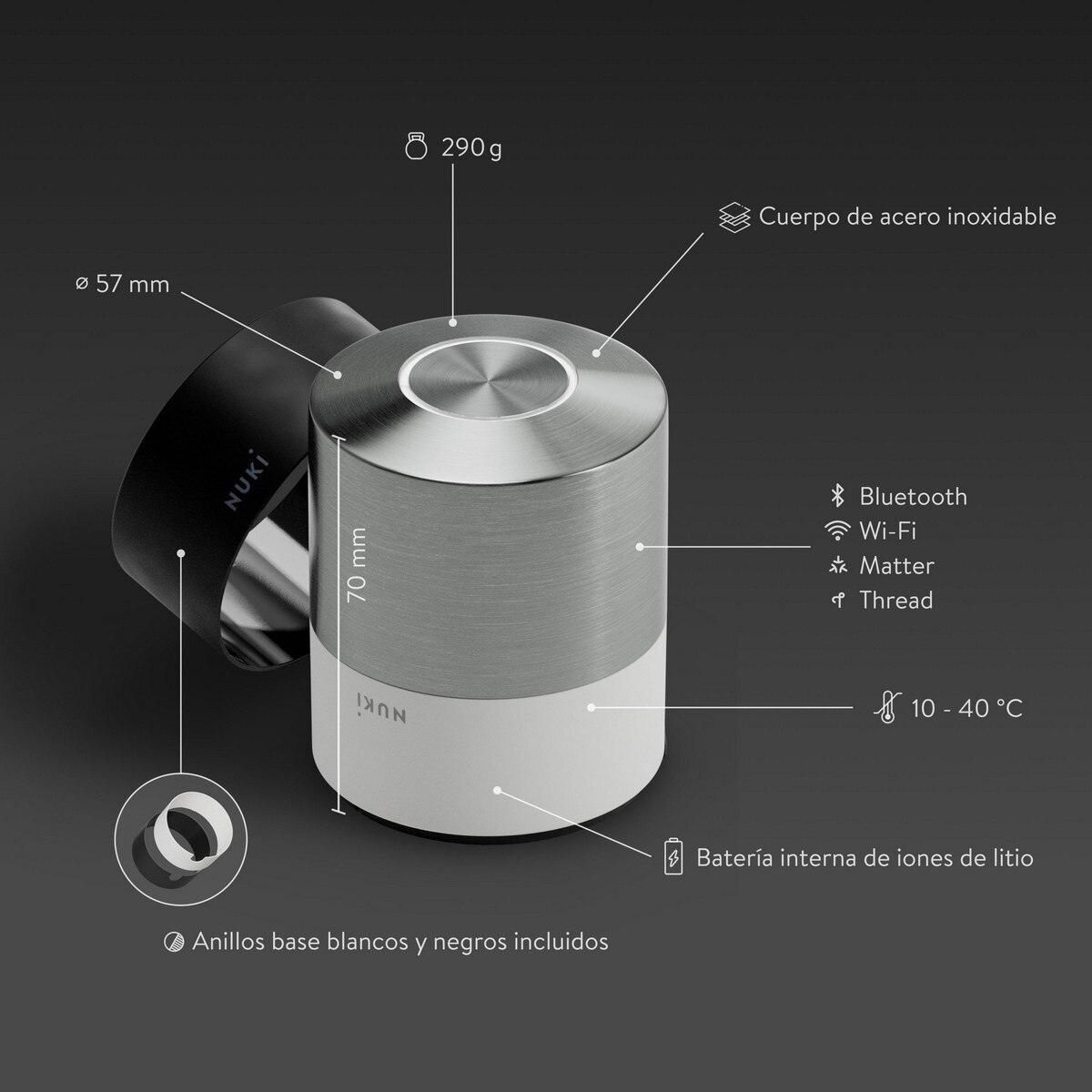 Fechadura Inteligente Nuki Smart Lock Pro - Branco e Aço Inoxidável Branco / Aço inoxidável-9