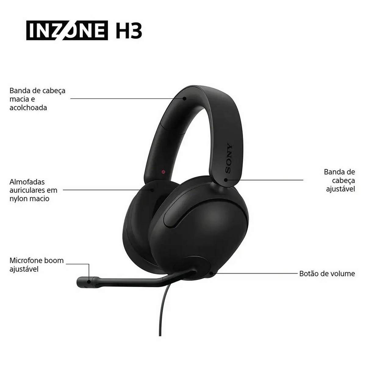 Auscultadores de Gaming Sony INZONE H3 MDR-G300B - Preto Preto-6