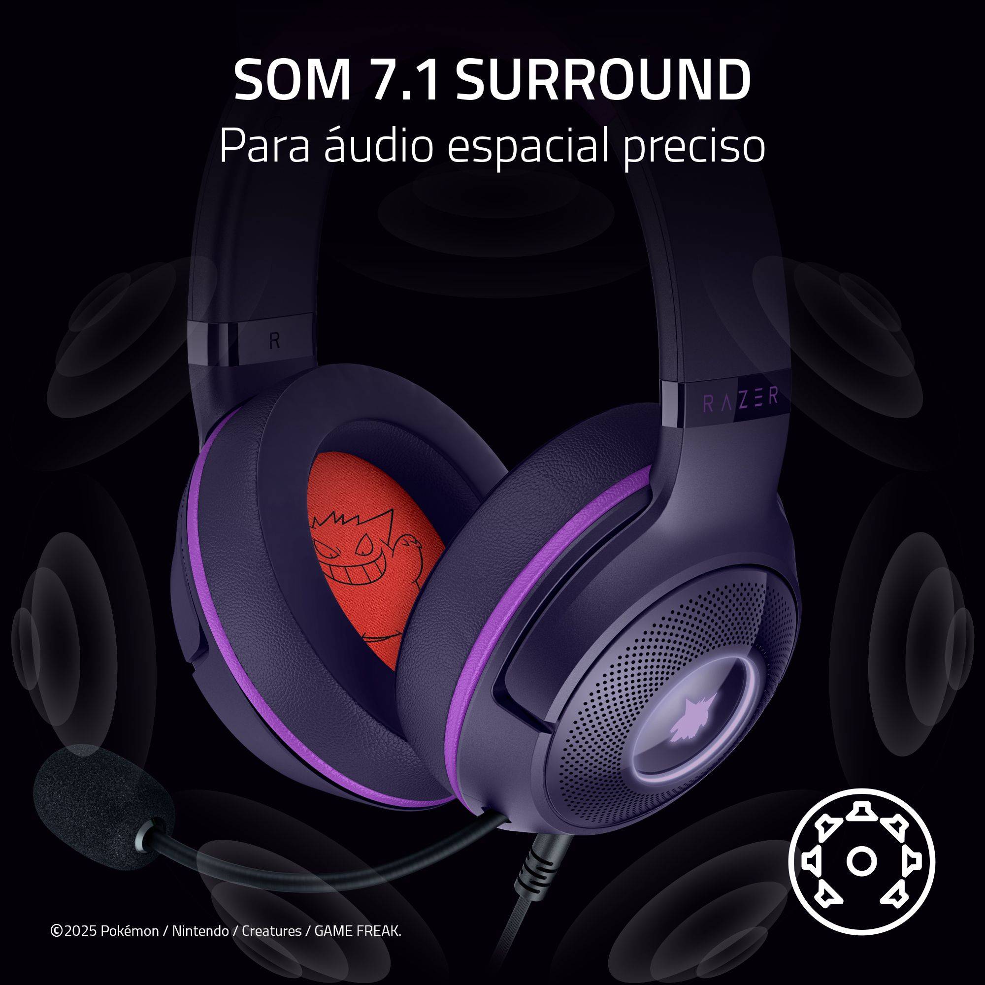 Auscultadores Gaming Razer Kraken Kitty V2 - Pokémon Gengar Edition Roxo-9