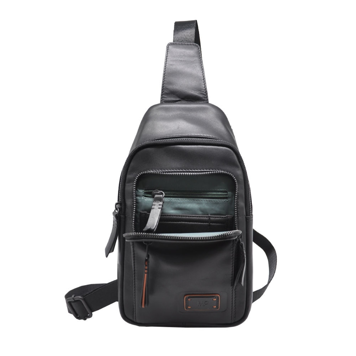 Mochila Sling em Pele Genuína MP Bristol C250004 em Preto Preto-2