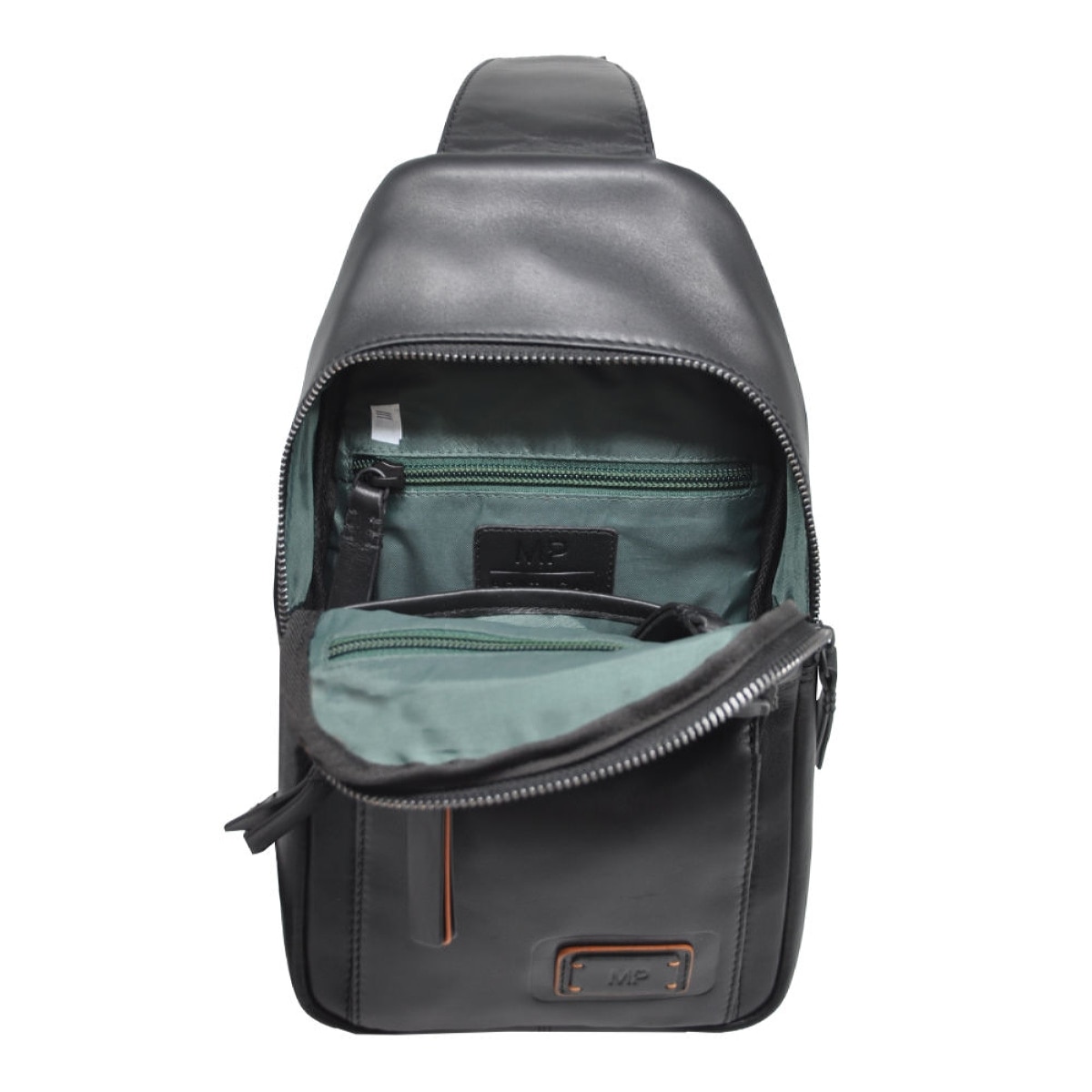 Mochila Sling em Pele Genuína MP Bristol C250004 em Preto Preto-3