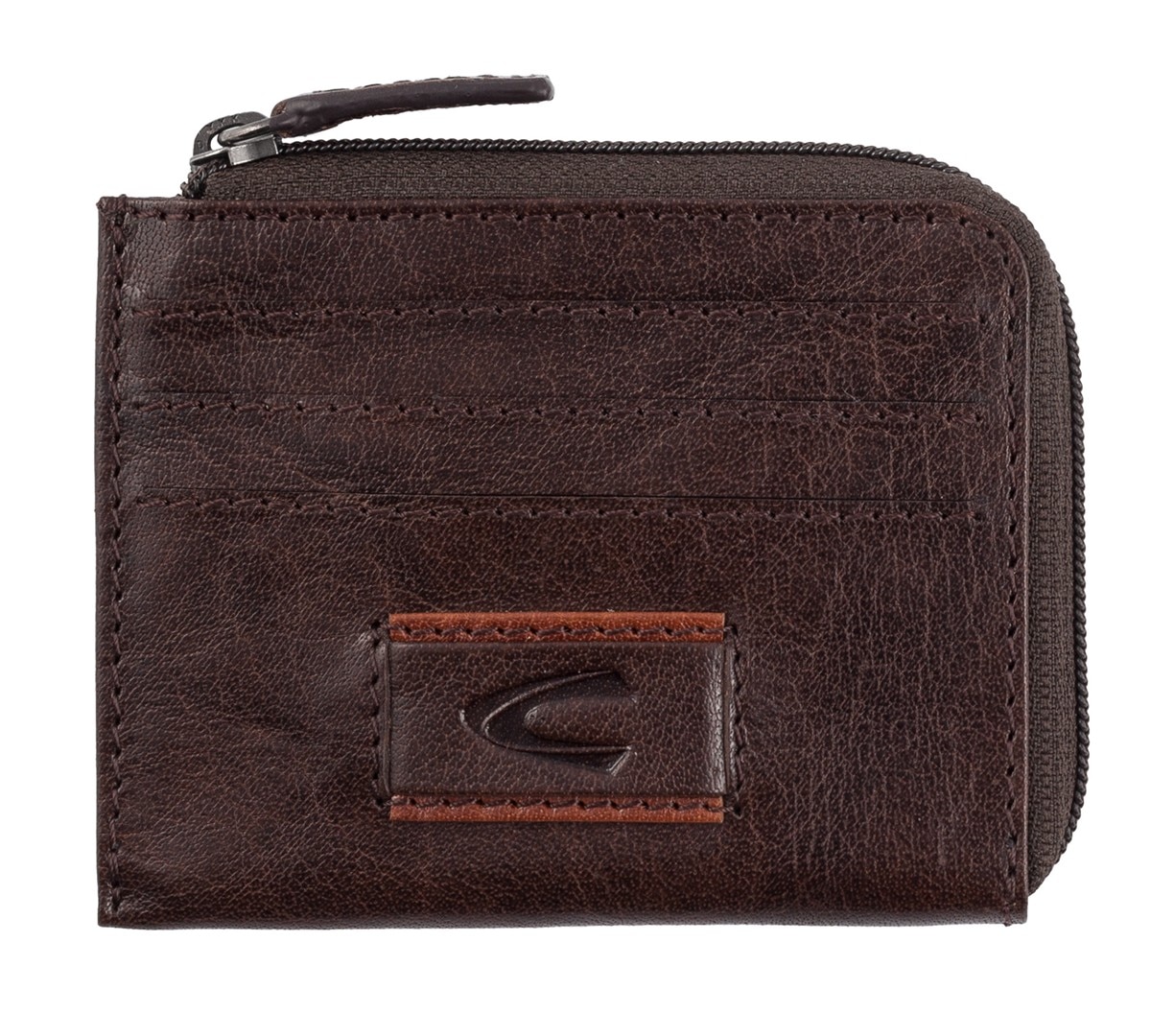 Porta-cartões com fecho eclair Camel Active linha Panama em pele Castanho 1