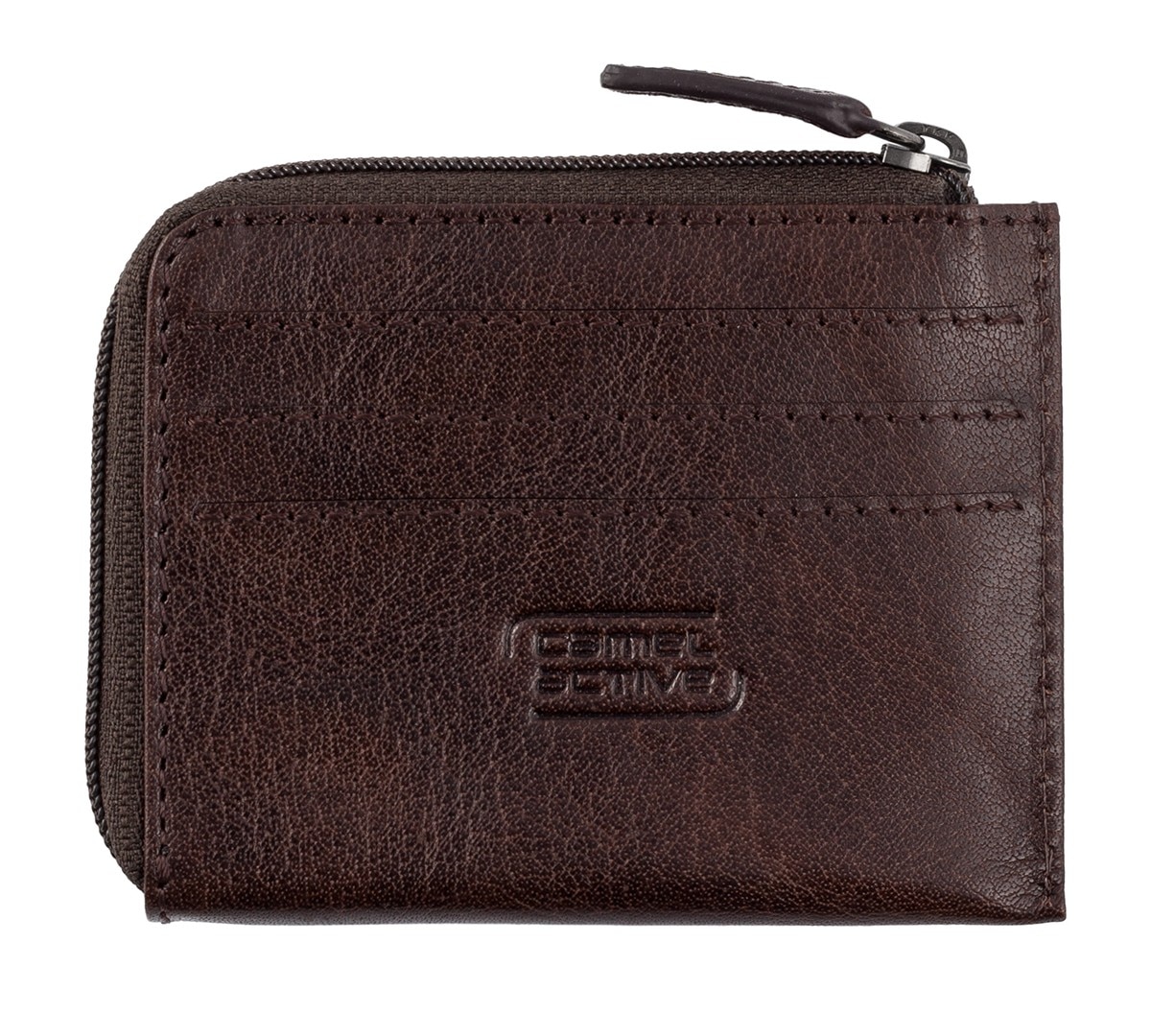 Porta-cartões com fecho eclair Camel Active linha Panama em pele Castanho 2