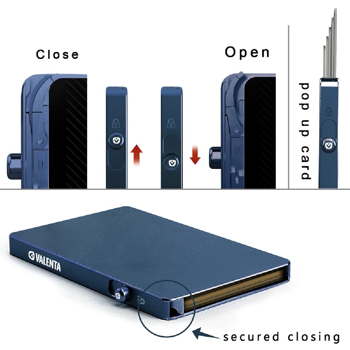 Porta Cartões Aluminio Magsafe Titanium com RFID - Azul Azul-escuro-4