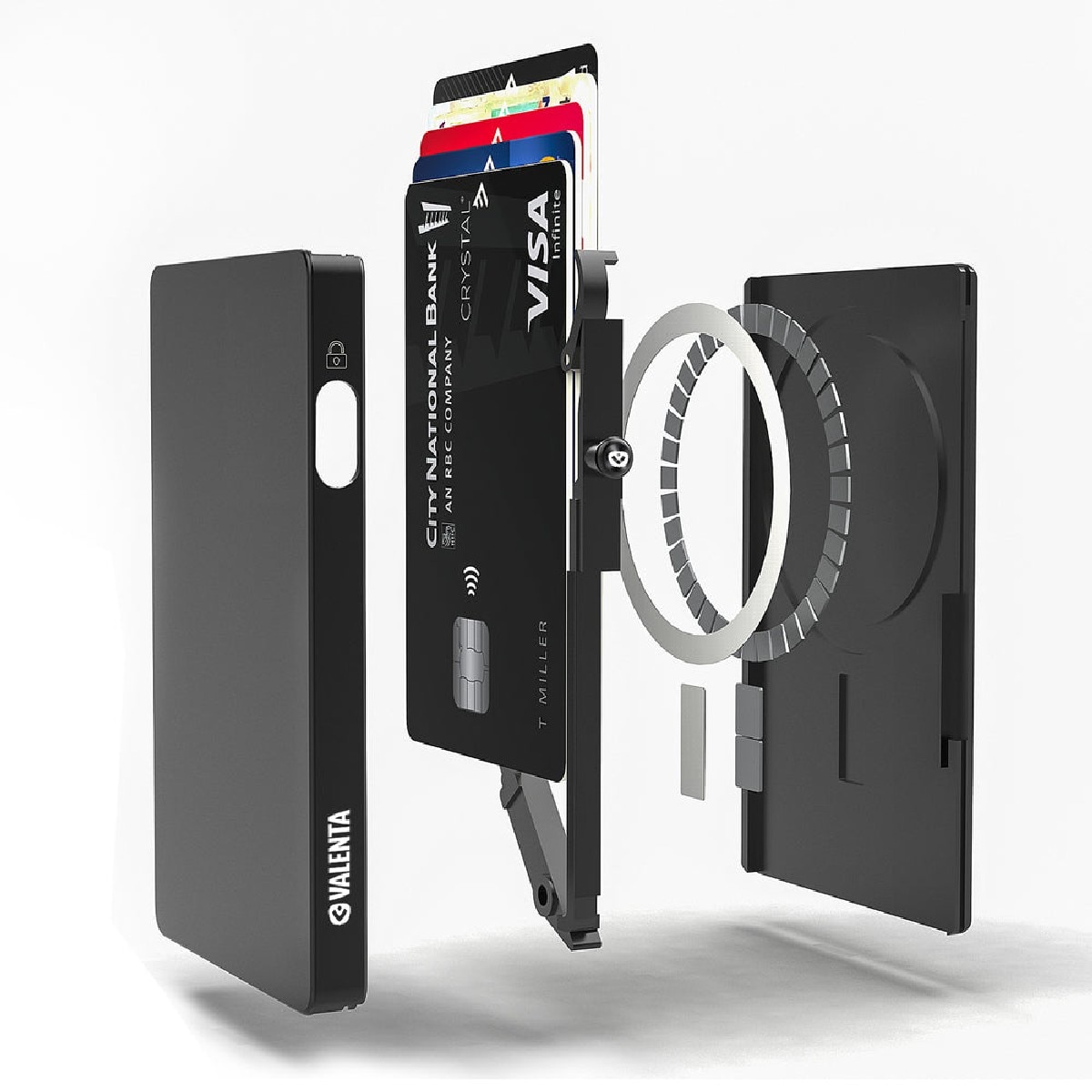 Porta Cartões Aluminio Magsafe com RFID - Preto Preto-5