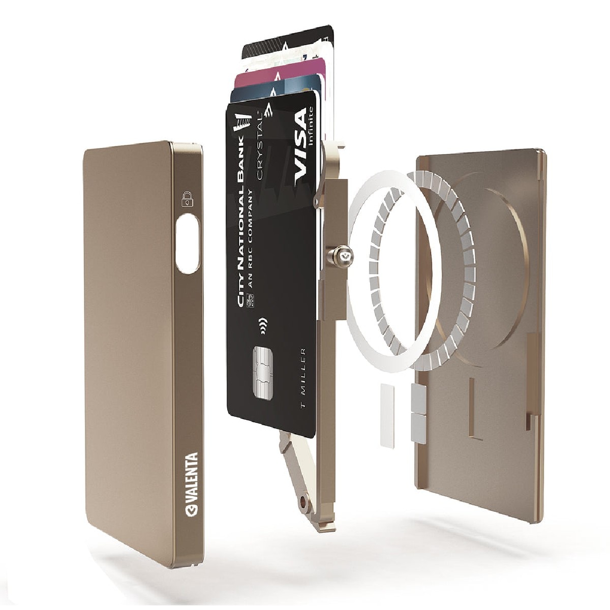 Porta Cartões Aluminio Magsafe Titanium com RFID - Natural Natural-4