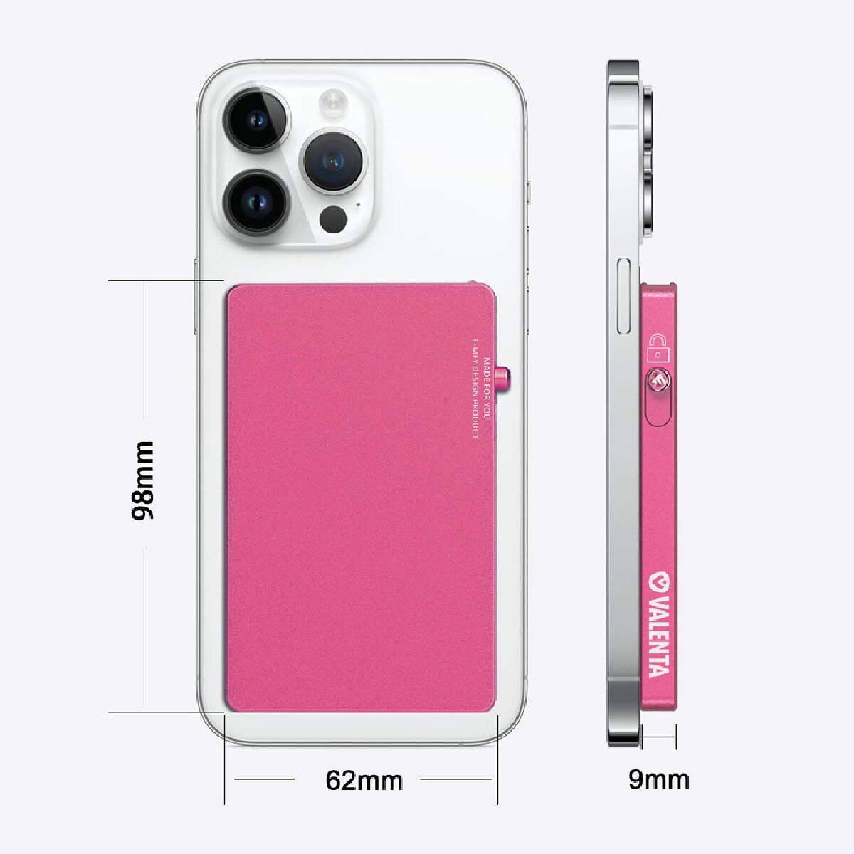 Porta Cartões Aluminio Magsafe com RFID - Rosa Rosa-3