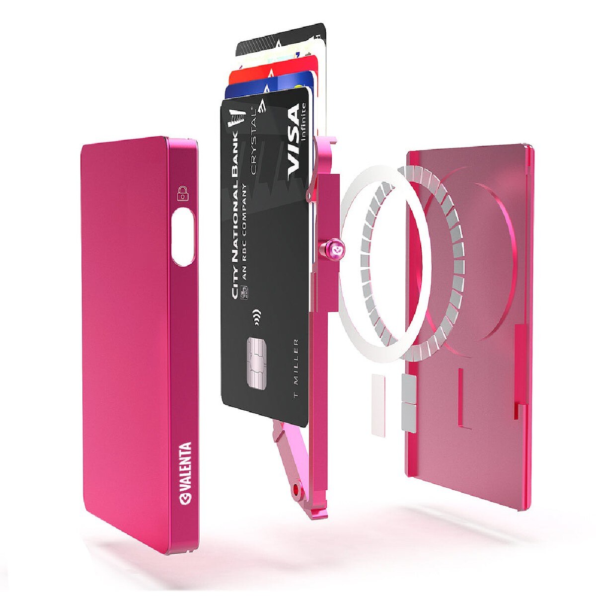 Porta Cartões Aluminio Magsafe com RFID - Rosa Rosa-4