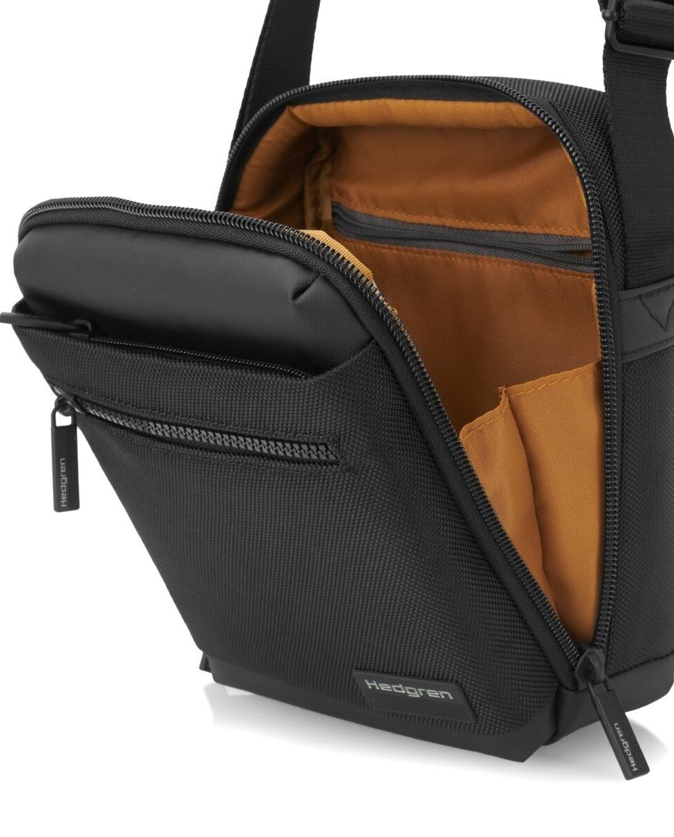 Bolsa de Cruzar Vertical em Preto 7" RFID HEDGREN App HNXT02 Preto-4