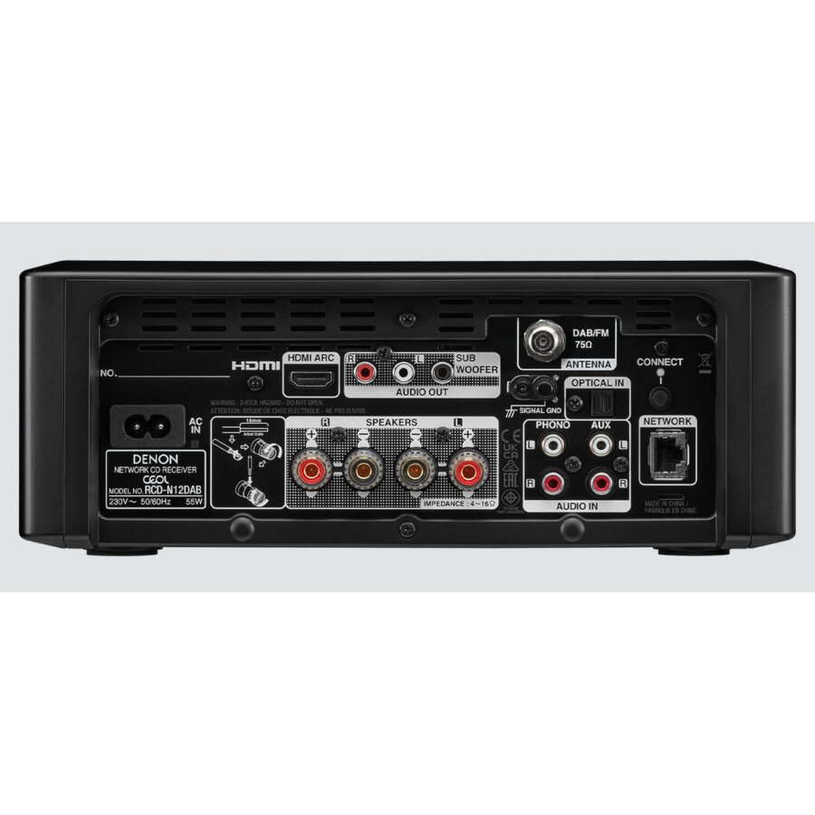 Mini Sistema Denon CD, DAB, FM E Streaming RCD-N12 DAB - Preto Preto-4
