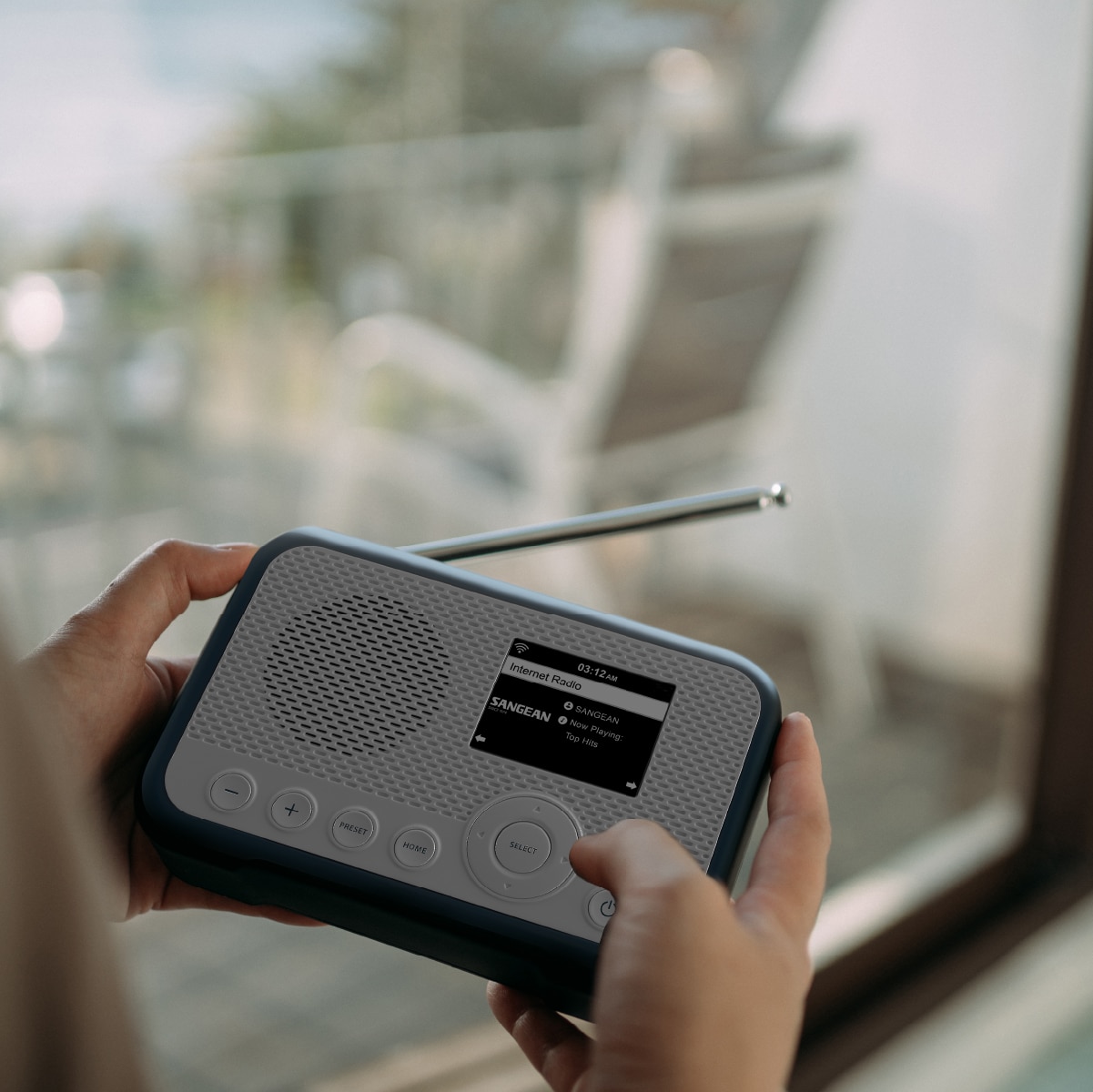 Rádio Digital Portátil Sangean WFR-39 DAB+, FM?RDS, Spotify Connect, Internet, AirMusic Control - Branco e Azul Branco / Azul-6