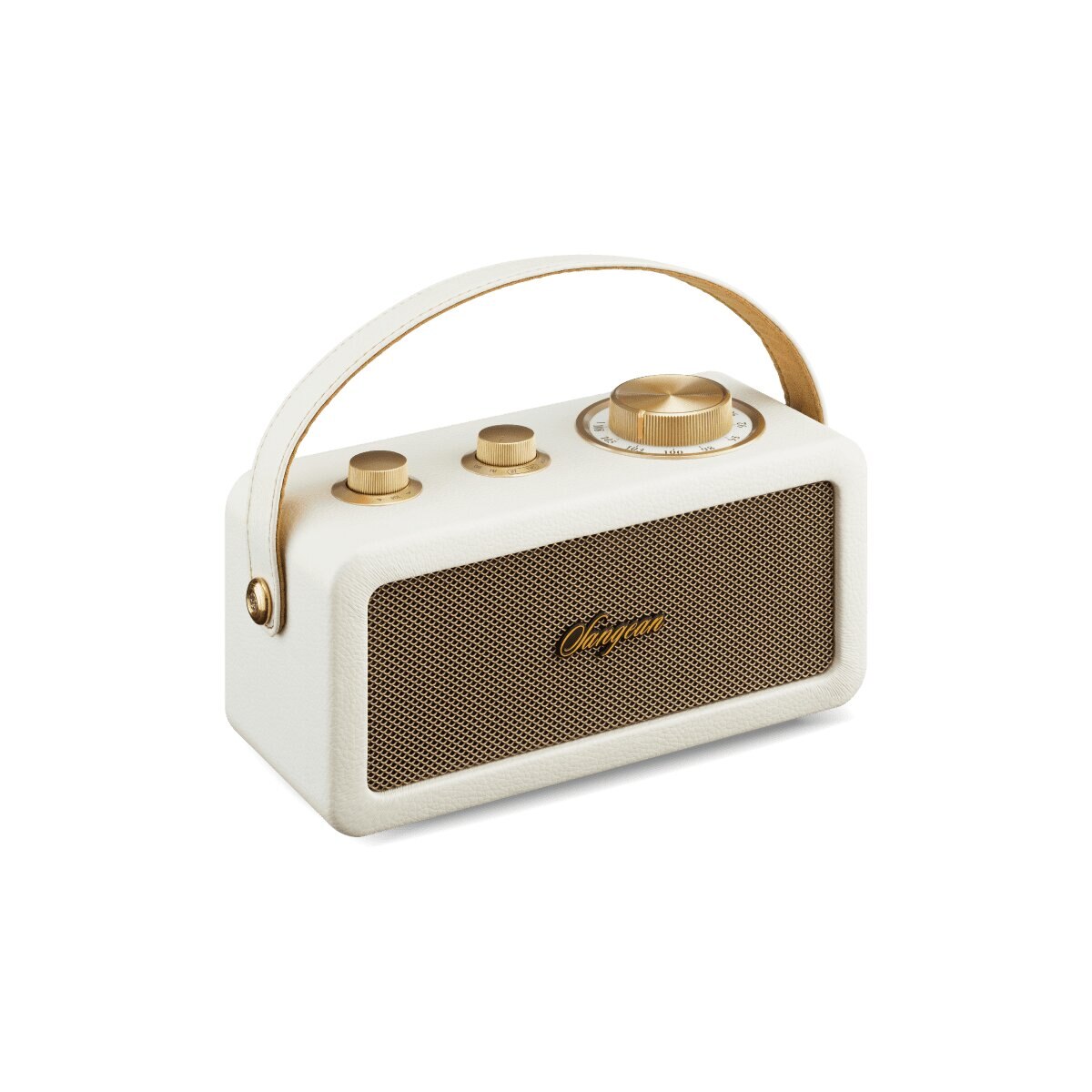 Rádio Portátil Sangean RA-101 com Caixa em Madeira, FM, Bluetooth, TWS, AUX. - Marfim e Dourado Marfim-3