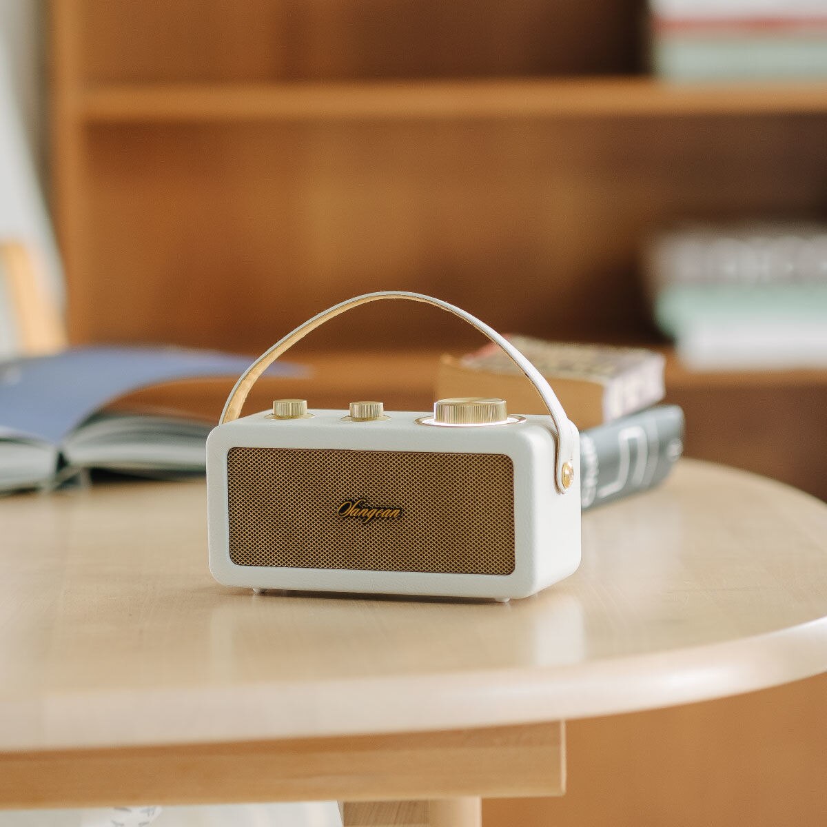 Rádio Portátil Sangean RA-101 com Caixa em Madeira, FM, Bluetooth, TWS, AUX. - Marfim e Dourado Marfim-5