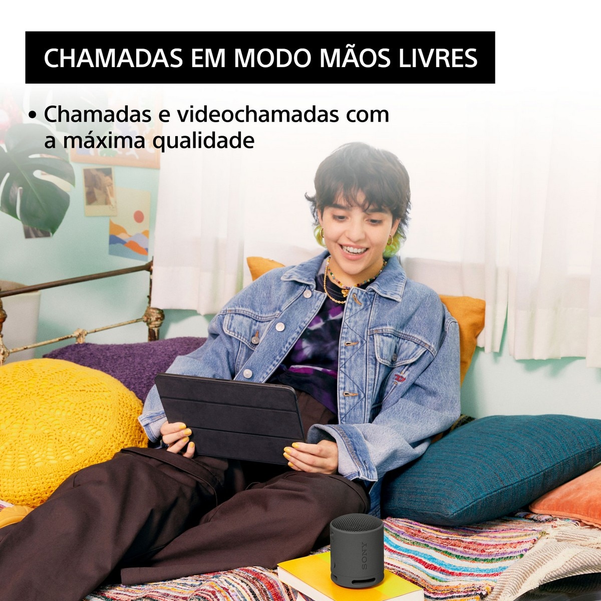 Coluna Portátil Sony SRSXB100B Compacta, Som Potente e Nítido com Bluetooth - Preto Preto-8