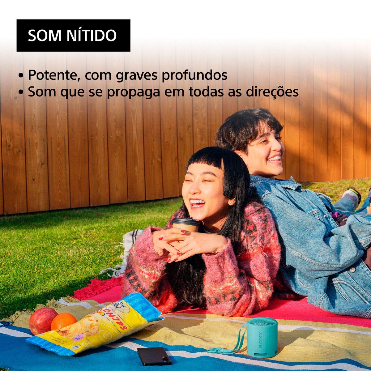Coluna Portátil Sony SRSXB100L Compacta, Som Potente e Nítido com Bluetooth - Azul Azul-3