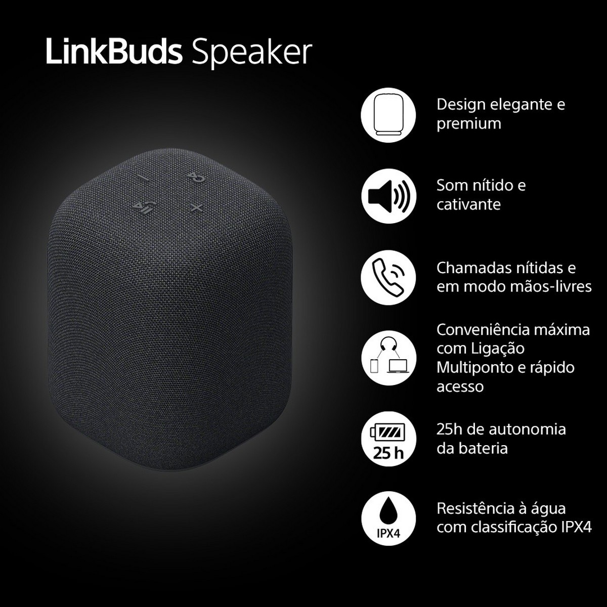 Coluna Portátil Sony LinkBuds Speaker SRS-LS1B Bluetooth Preto-15