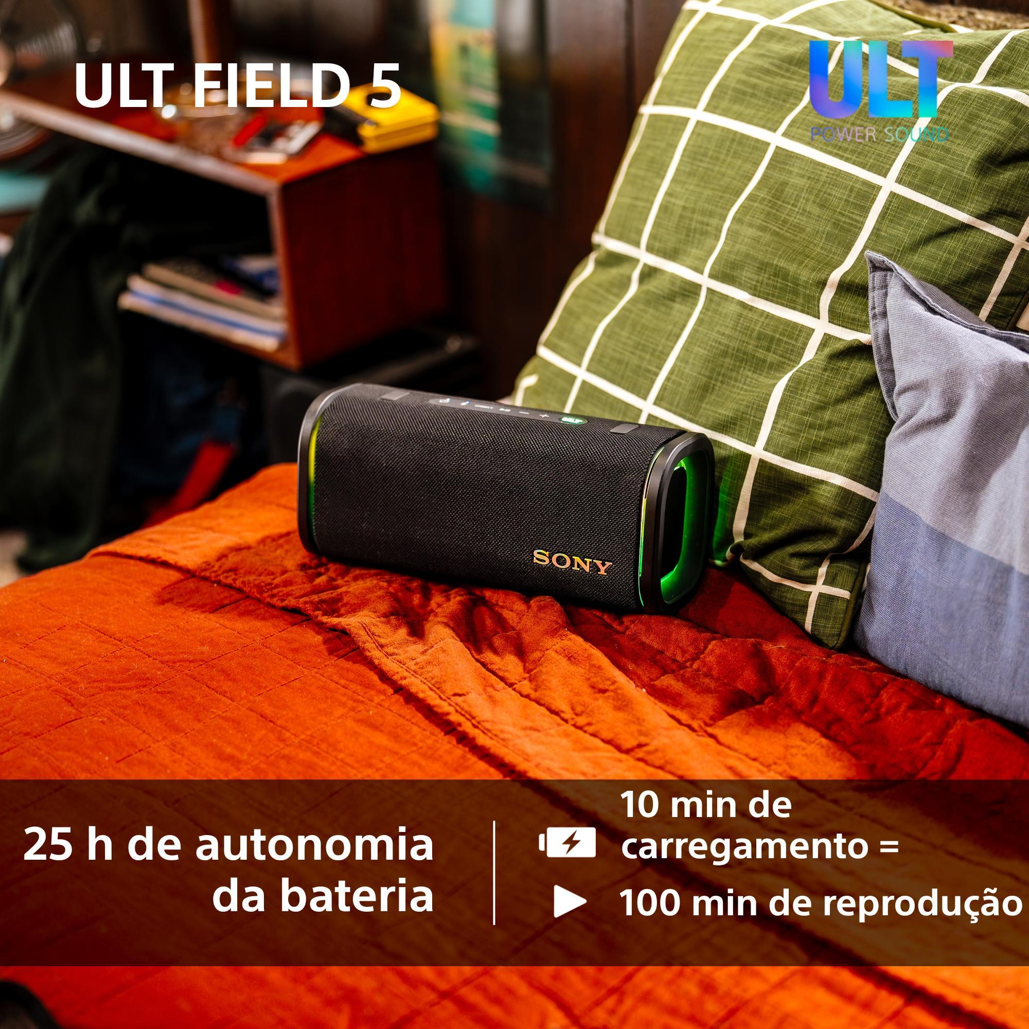 Coluna Portátil Sony ULT FIELD 5 com ULT POWER SOUND, IP67, Resistente à Água, ao Pó, aos Choques, Bateria 25 H Duração, Luzes 360°, Correia Amovível Preto-7