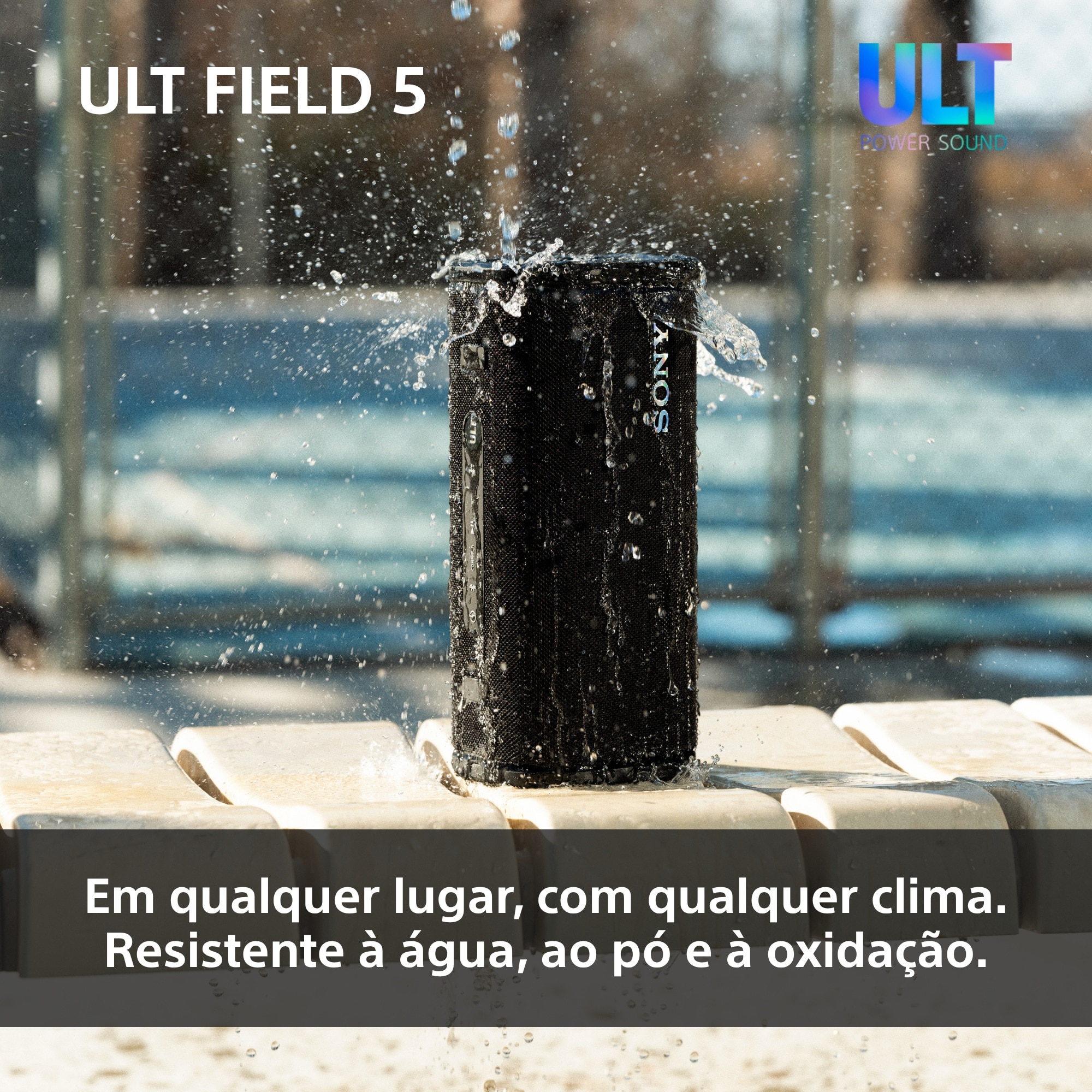 Coluna Portátil Sony ULT FIELD 5 com ULT POWER SOUND, IP67, Resistente à Água, ao Pó, aos Choques, Bateria 25 H Duração, Luzes 360°, Correia Amovível Preto-9