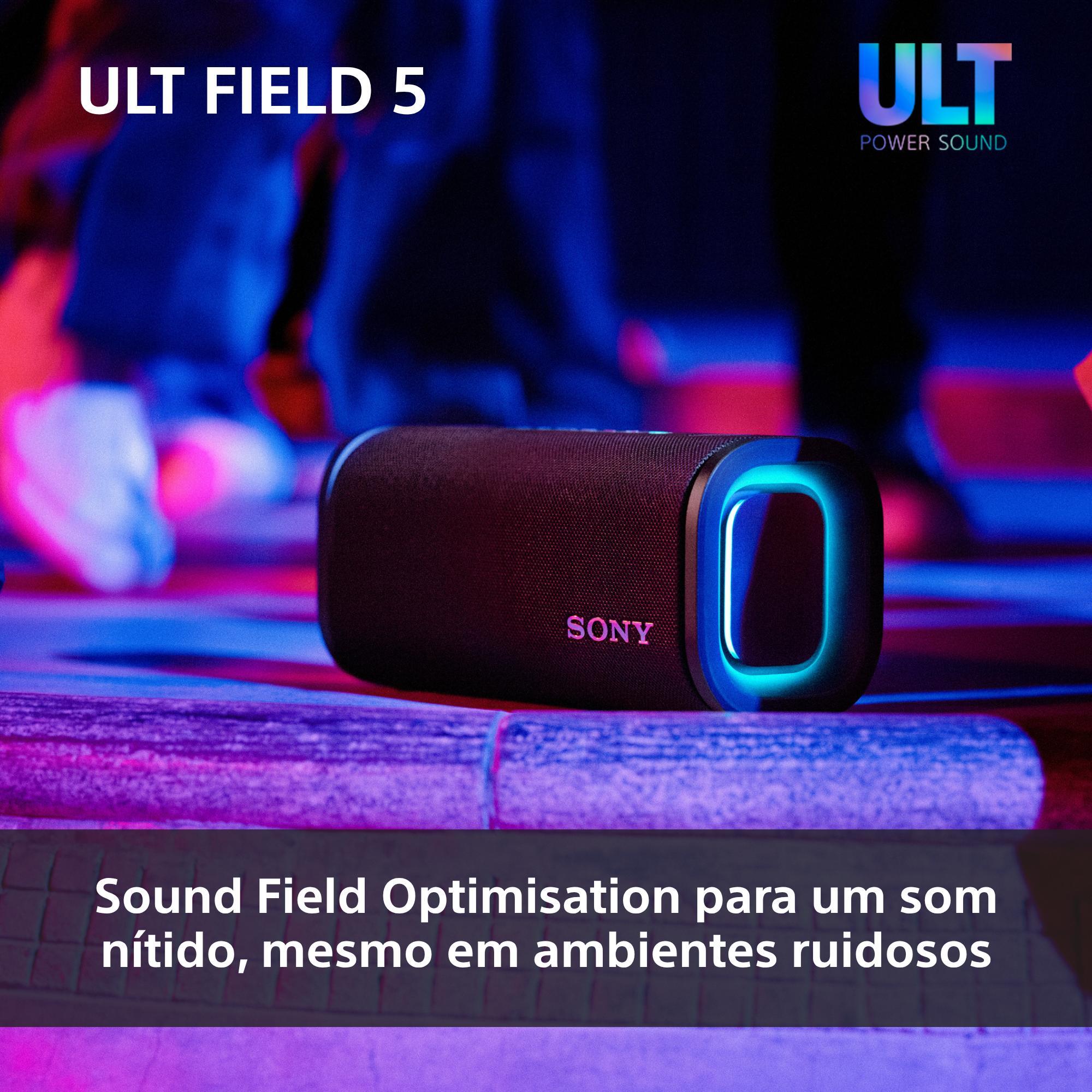 Coluna Portátil Sony ULT FIELD 5 com ULT POWER SOUND, IP67, Resistente à Água, ao Pó, aos Choques, Bateria 25 H Duração, Luzes 360°, Correia Amovível Preto-10