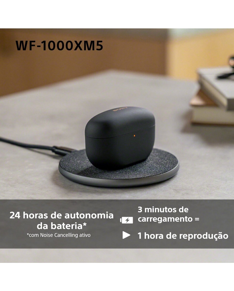 Auriculares True Wireless Sony WF-1000XM5 com Cancelamento de Ruído Preto-7