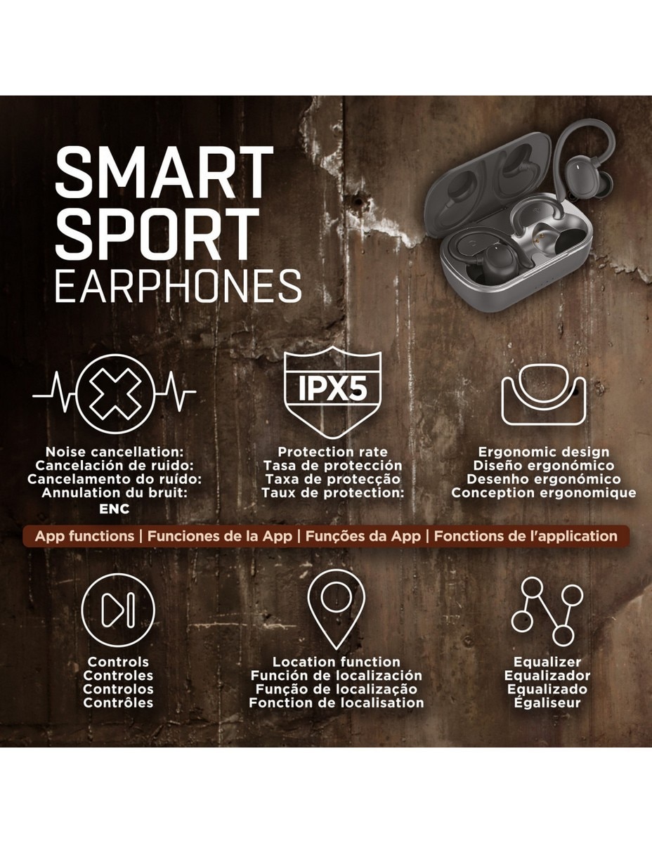 Auscultadores sem Fios Smart True Wireless Sport ENC Preto-7